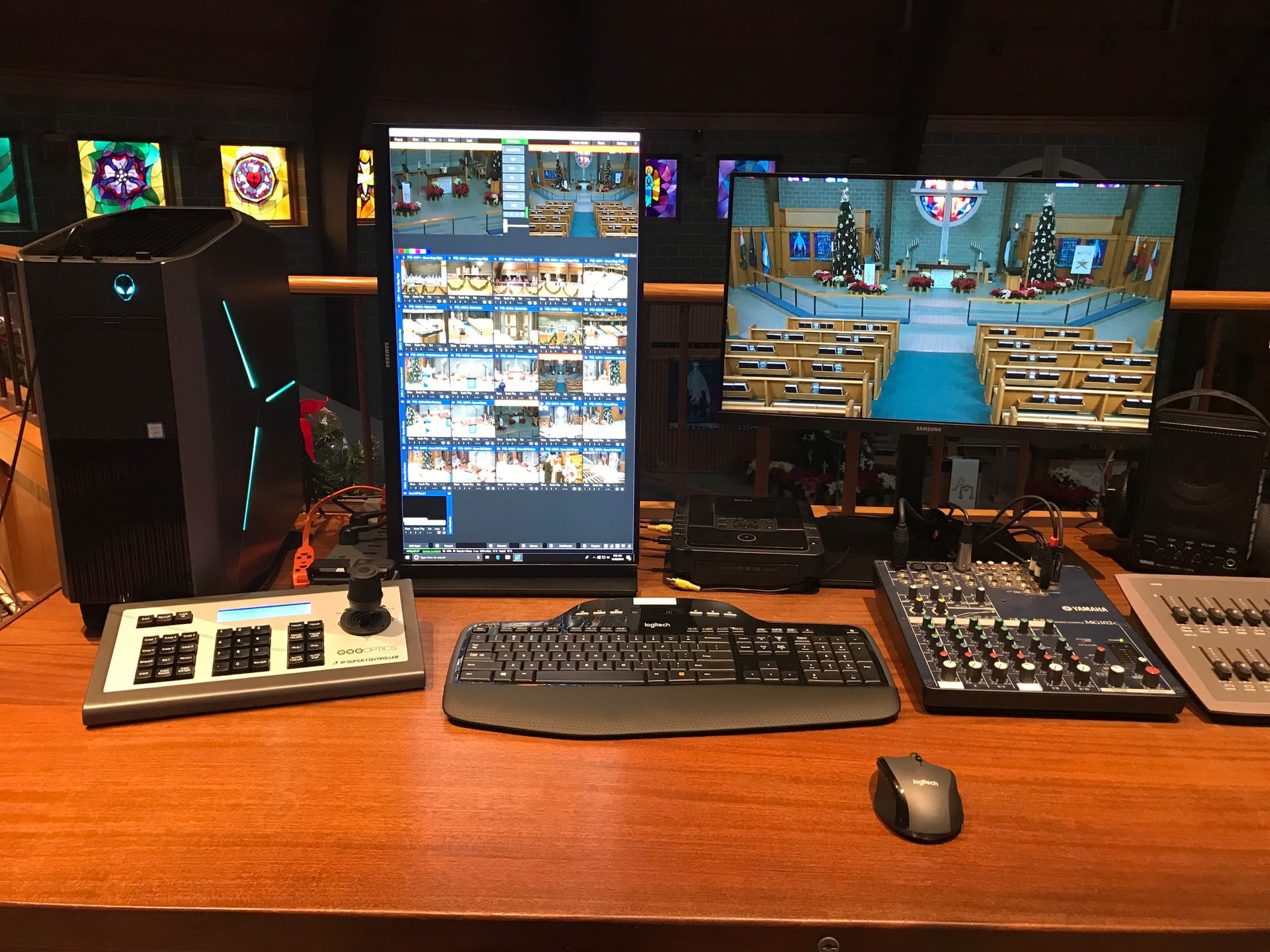 Sanctuary with streaming camera and integrated Noble A-V system for live broadcast